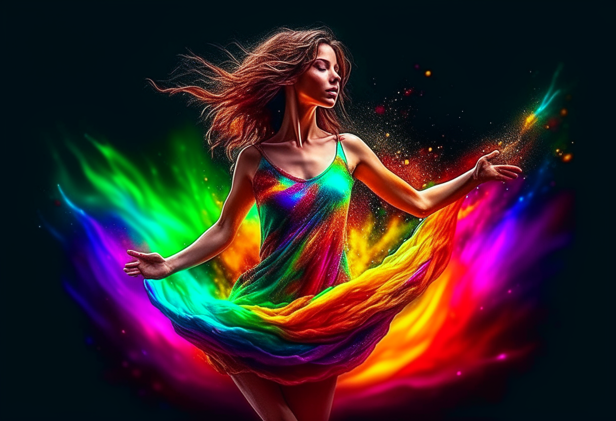 colors behind a girl dancing.
