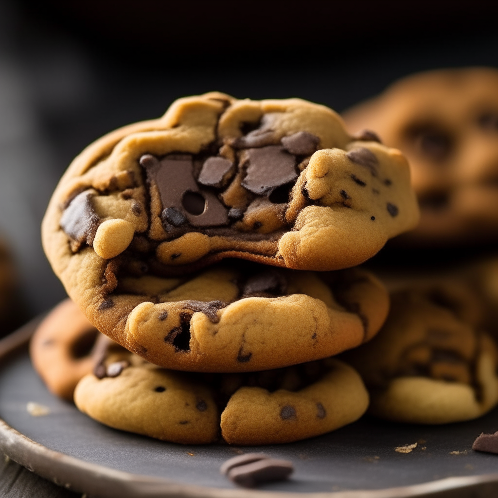 a close up photo of warm, gooey chocolate chip cookies