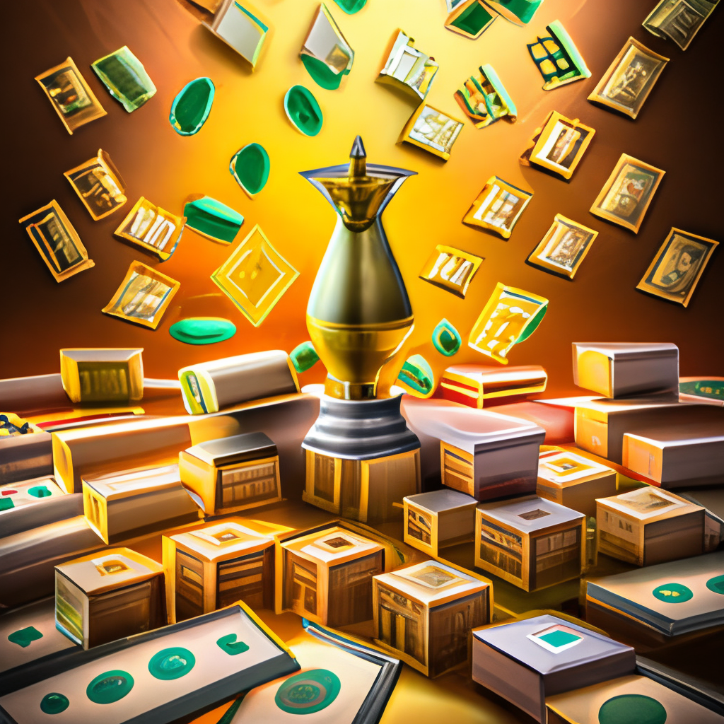alot of dollars with golden background