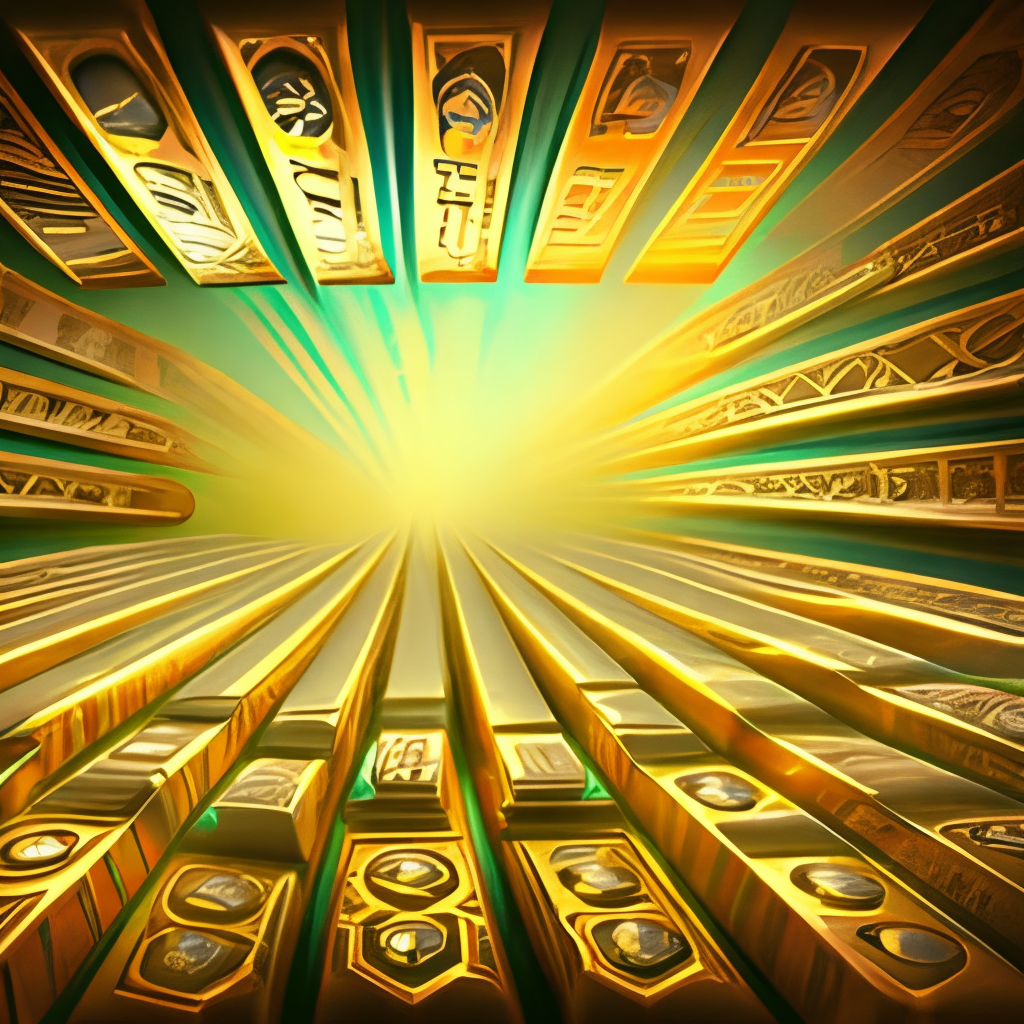 alot of dollars with golden background