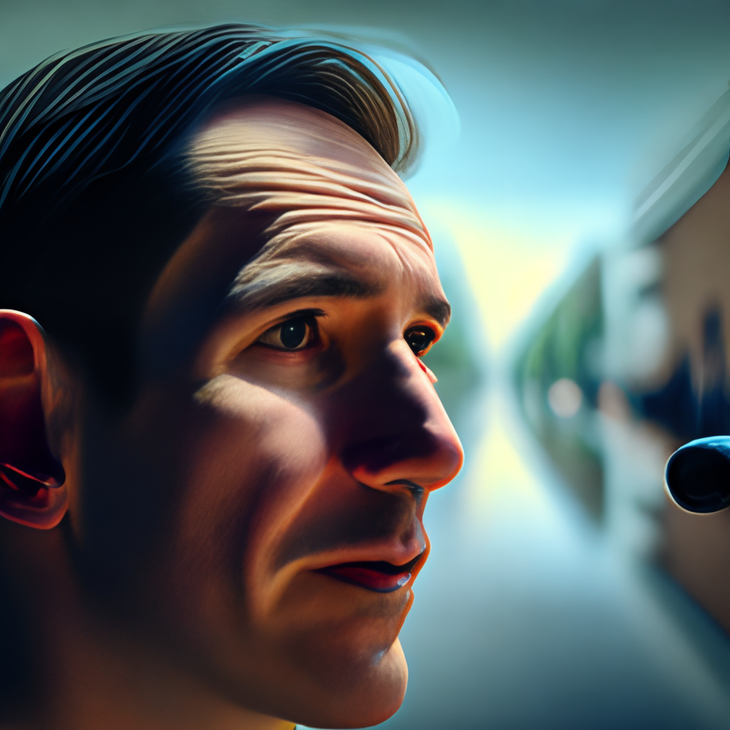 The camera shows a close-up of a man's face as he speaks to himself and reflects on his life.