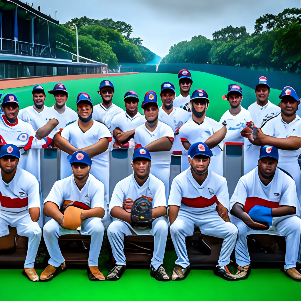 La imagen muestra el equipo de baseball de la República Dominicana en el clásico mundial,full HD,ultra realista,3/4 portrait,16k,al estilo de spn