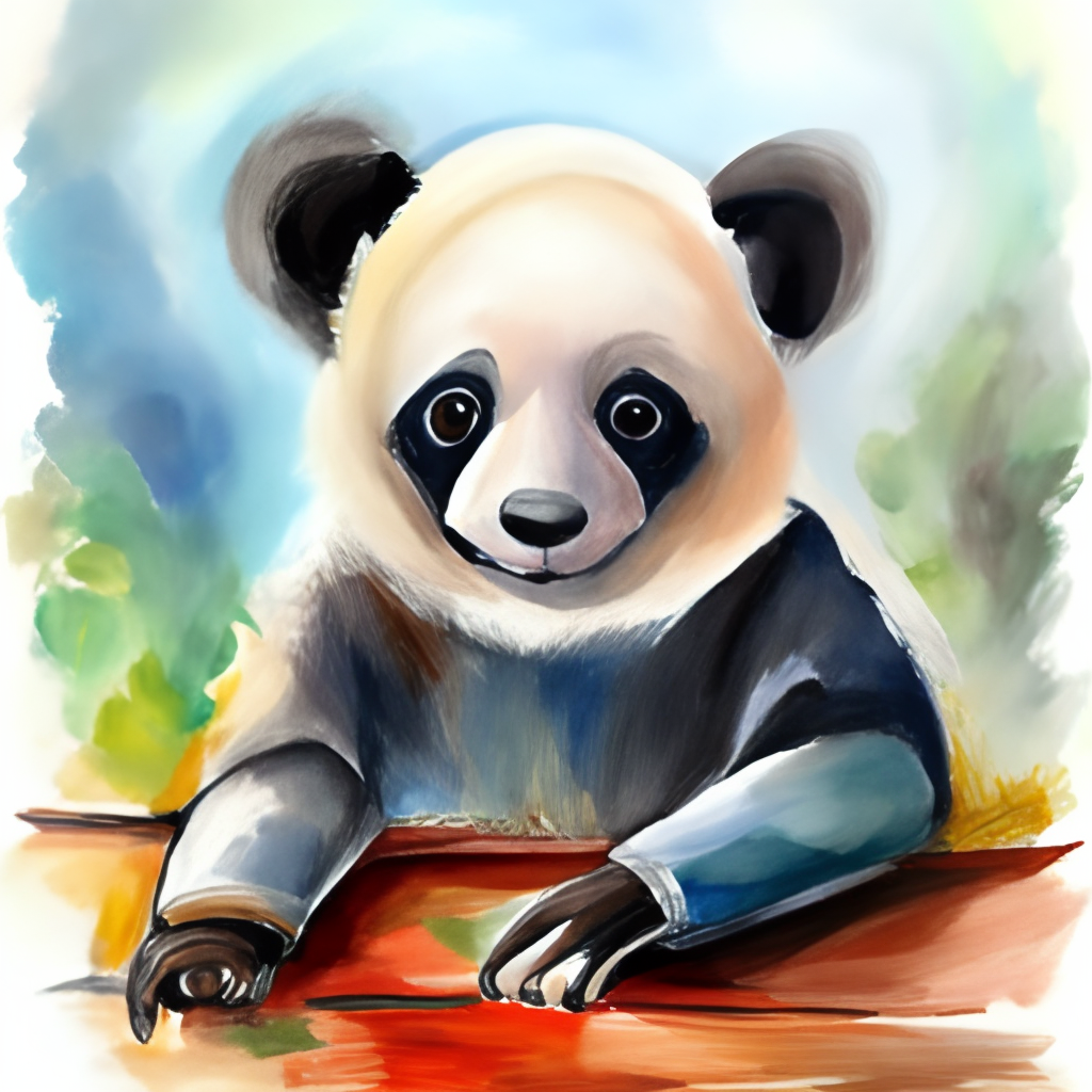 a cute painting of a baby panda, watercolor