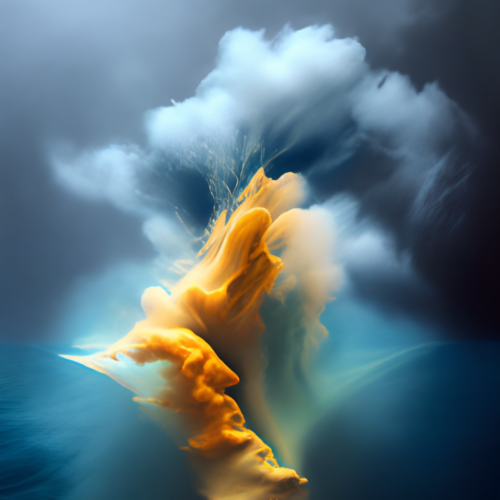 “big sea with shark. big sea with shark. amber, whirling blue smoke”