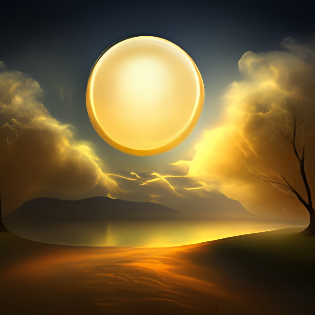 golden night with a golden moon 