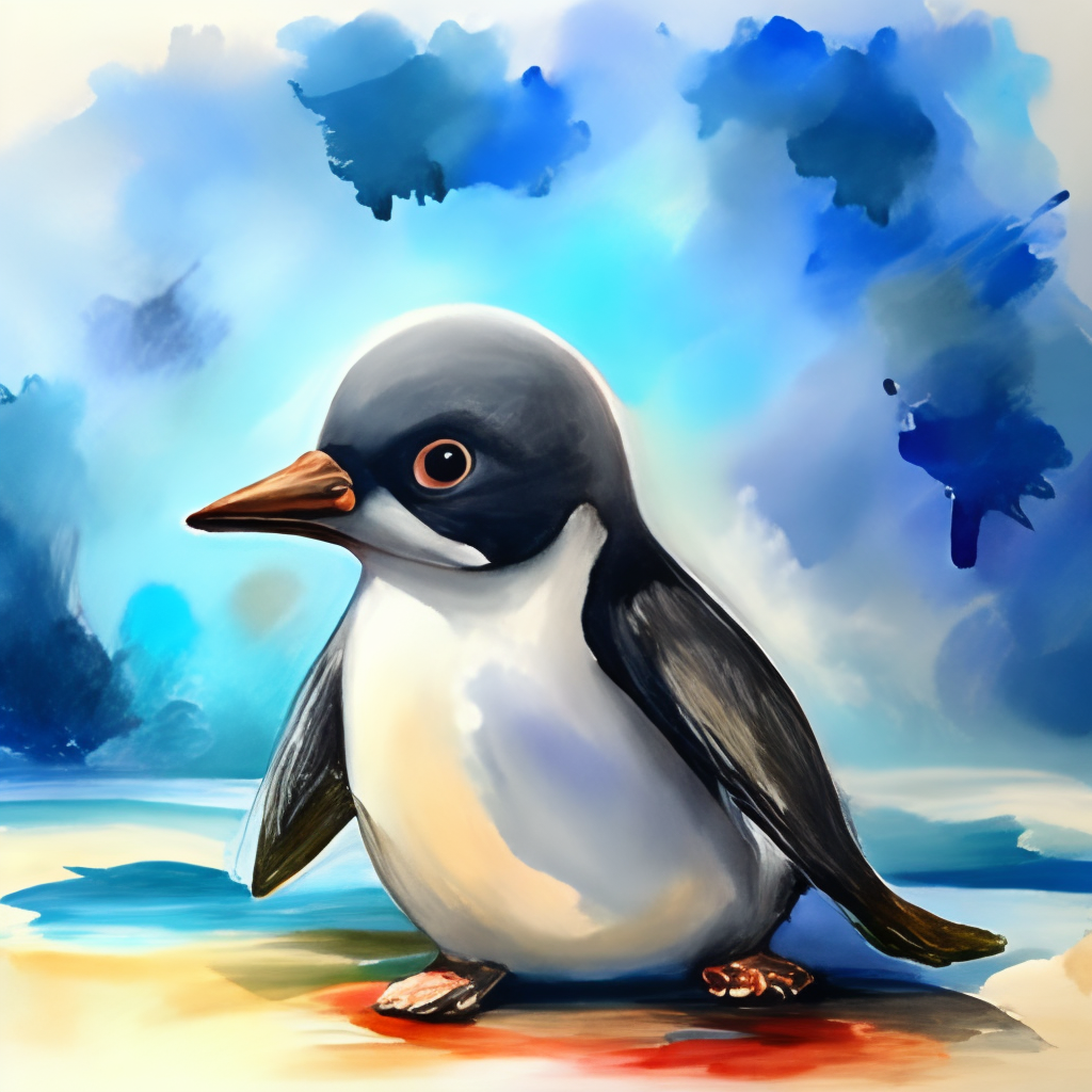 a cute painting of a baby penguin, watercolor