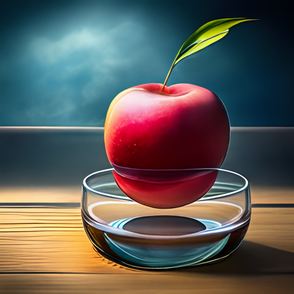 Red apple in glass 