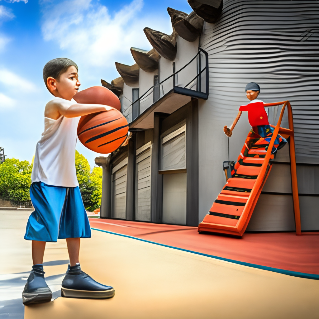 Small boy playing basket ball 