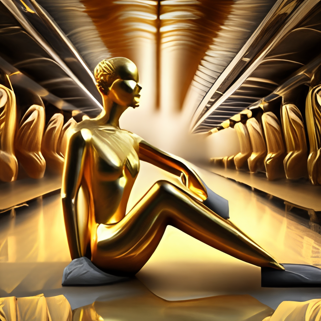 body make of gold in a meditation pose  