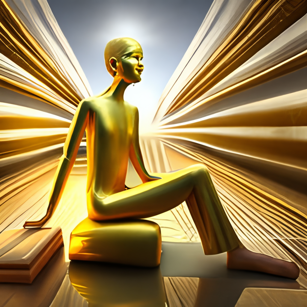 body make of gold in a meditation pose  