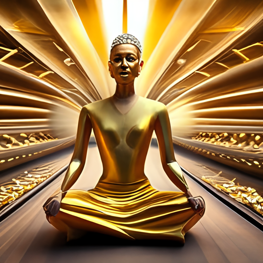 body make of gold in a meditation pose  