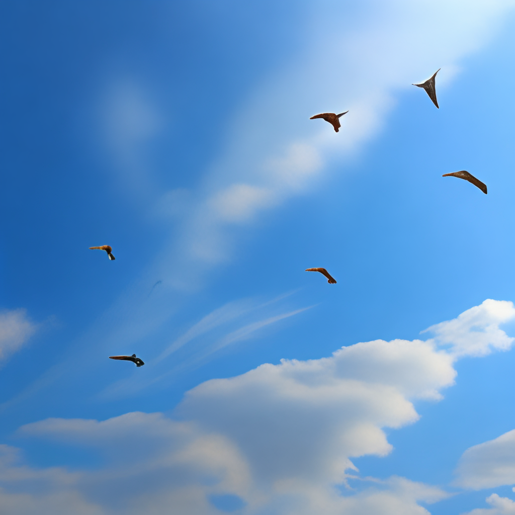 Birds are flying over clear sky 