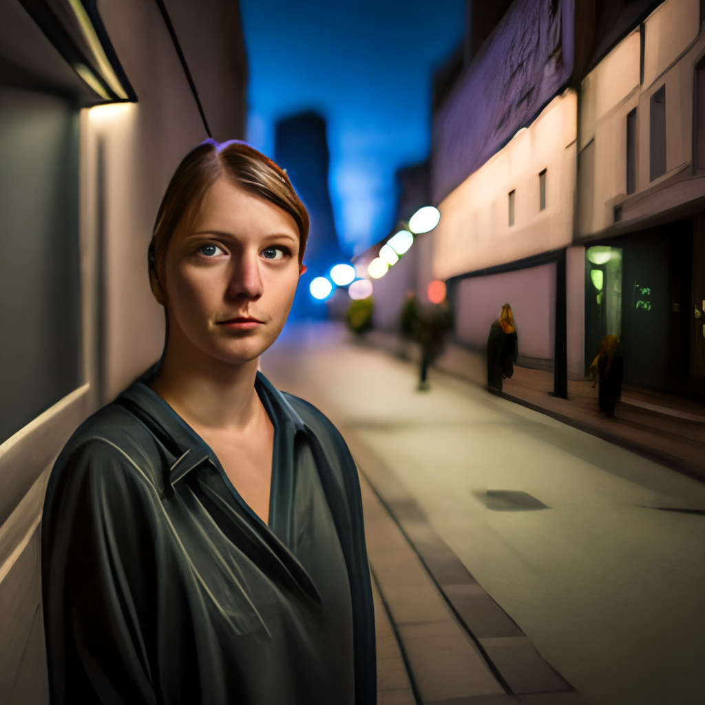 RAW photo, a portrait photo of 25 y.o swedish woman in casual clothes, night, city street, (high detailed skin:1.2), 8k uhd, dslr, soft lighting, high quality, film grain, Fujifilm XT3