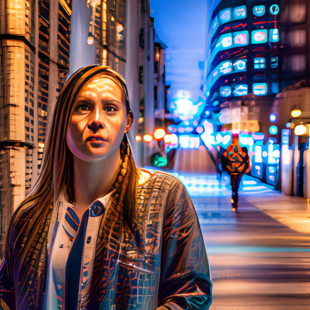 RAW photo, a portrait photo of 25 y.o swedish woman in casual clothes, night, city street, (high detailed skin:1.2), 8k uhd, dslr, soft lighting, high quality, film grain, Fujifilm XT3