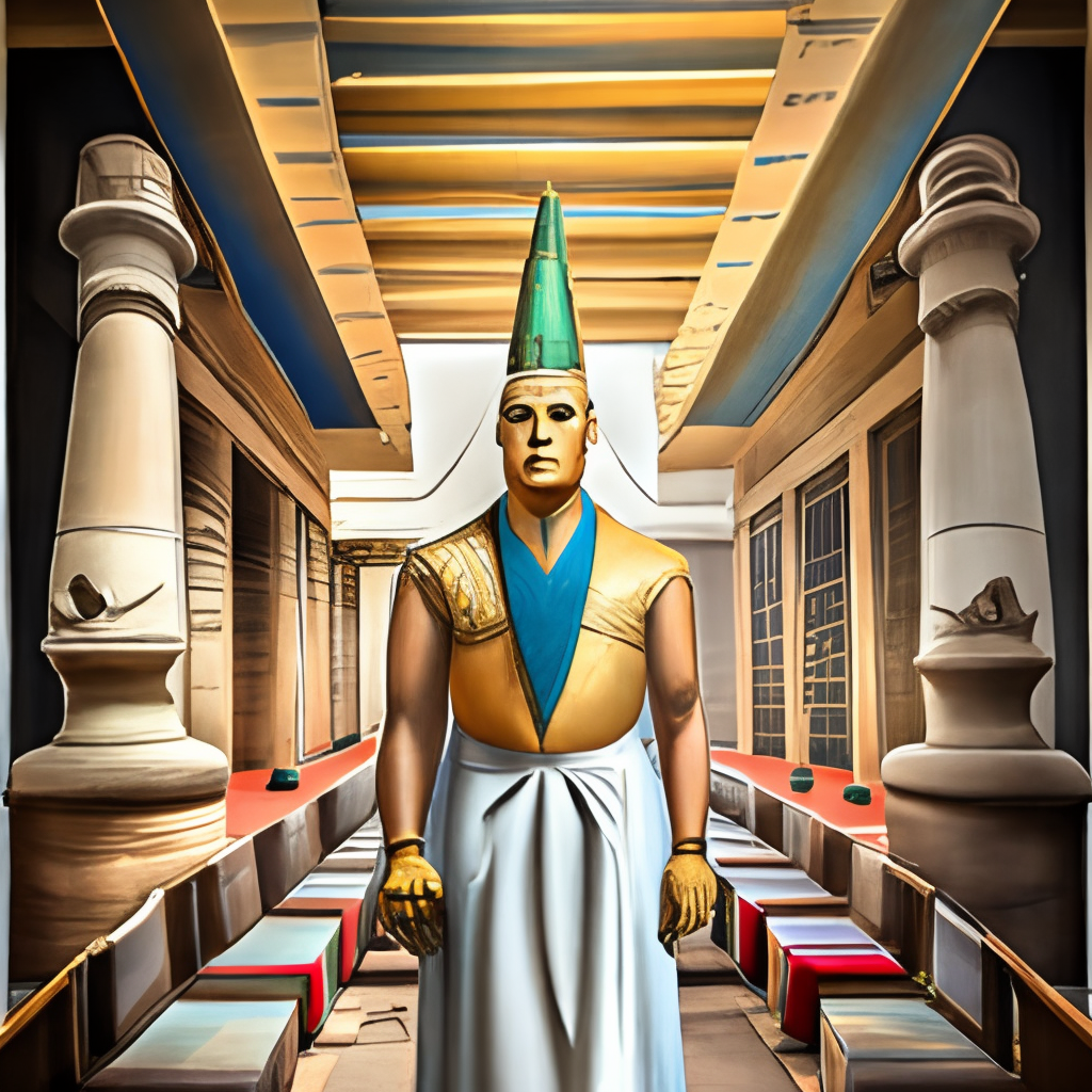 Old Egyptian pharaonic king in a temple