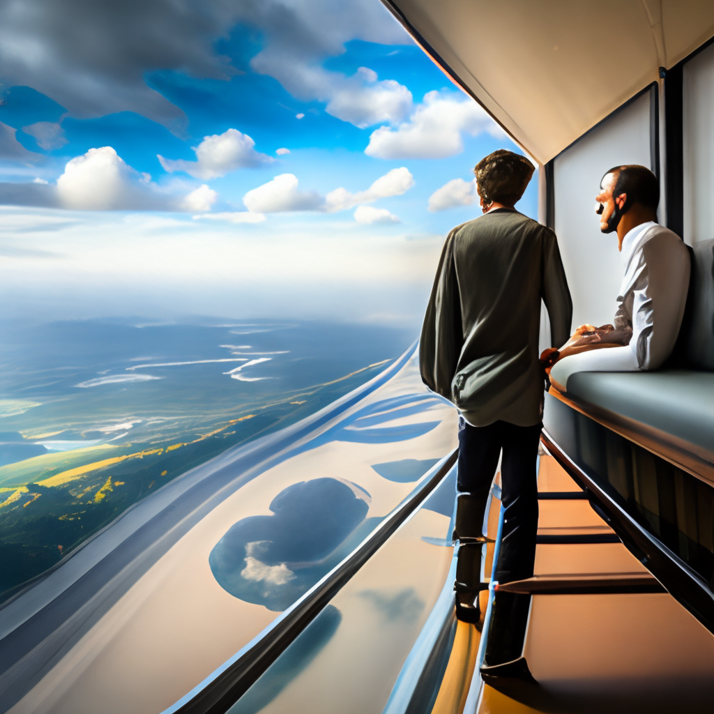 A man looking to earth from the window of an airplane flying in mixico city 