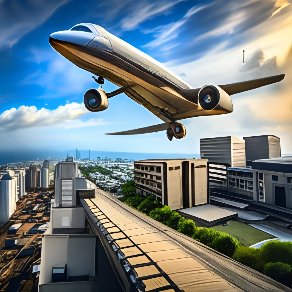 Airplane flying over mixico city 