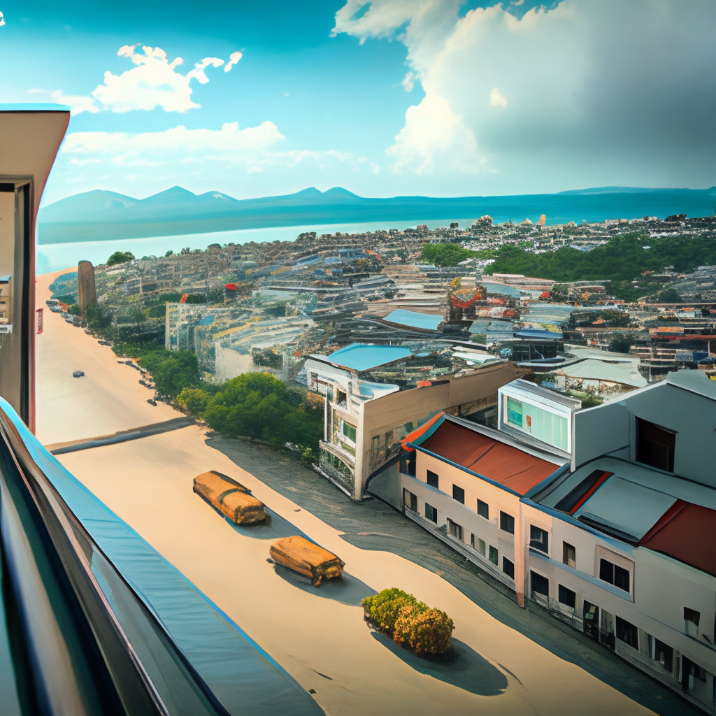 Airplane flying over mixico city with a man looking from side window 
