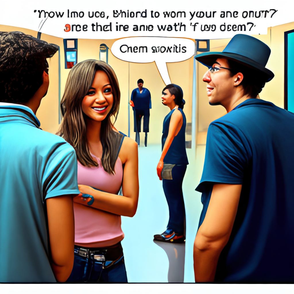 “Friend 1: Hey man, have you seen that girl over there? She's so beautiful. Friend 2: Yeah, I noticed her too. I think I might have a bit of a crush on her. Friend 1: Uh oh, looks like we're both interested in the same girl. What are we going to do? Friend 2: I don't know, I guess we could both try to get to know her and see where things go? Friend 1: That could work, but I don't want to ruin our friendship over a girl. Maybe we should just let it go and move on? Friend 2: I see what you're saying, but I really like her. Maybe we could make a deal that whoever she shows more interest in will pursue her? Friend 1: Hmmm, I don't know if that's fair. What if we both end up liking her equally? Friend 2: Yeah, I see your point. Maybe we should just talk to her and see if she's interested in either of us. Friend 1: That could work. I guess it's better to be open and honest about our feelings rather than competing with each other. Friend 2: Agreed. Let's go talk to her and see what happens. And remember, no matter what happens, our friendship is more important than any girl. Friend 1: Absolutely. Let's do this.”