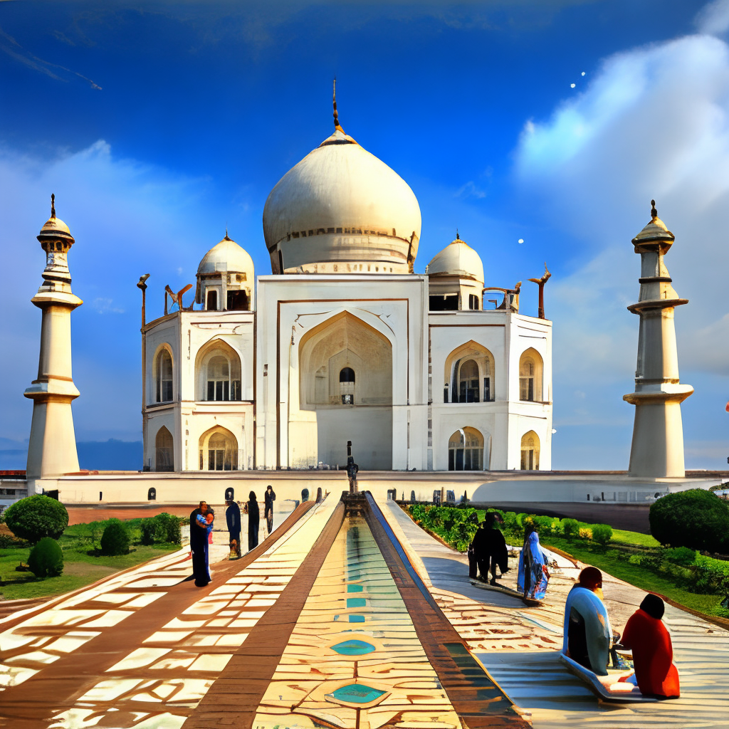 Taj Mahal - Agra: The Taj Mahal is one of the most famous monuments in India and is considered one of the Seven Wonders of the World. It is an ivory-white marble mausoleum built by Mughal Emperor Shah Jahan in memory of his beloved wife Mumtaz Mahal.