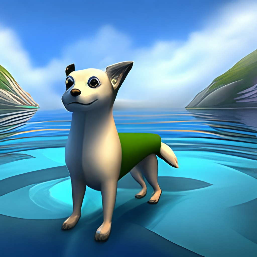 Unique dog in sea animation 