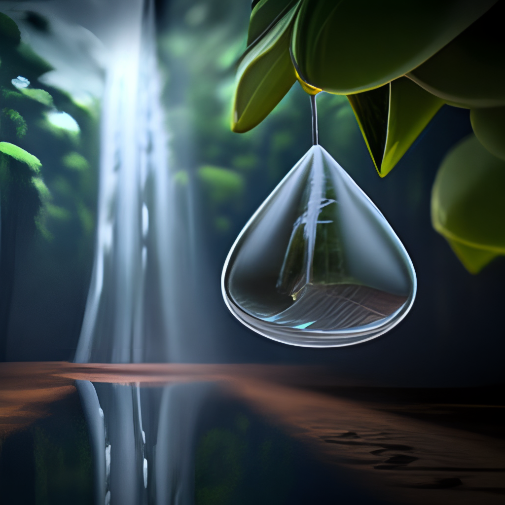 3d water drop in between a dark forest