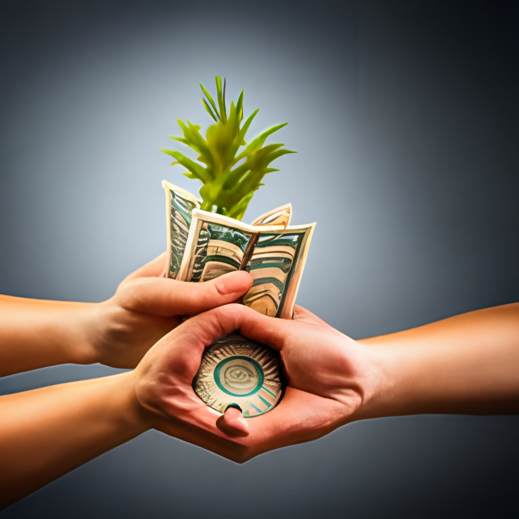 a hand full of money