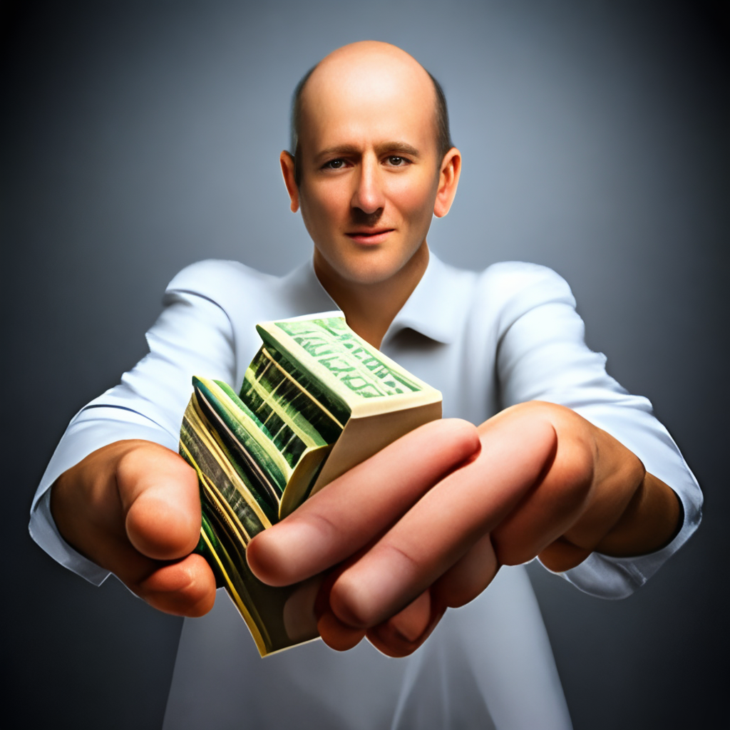 a hand full of money