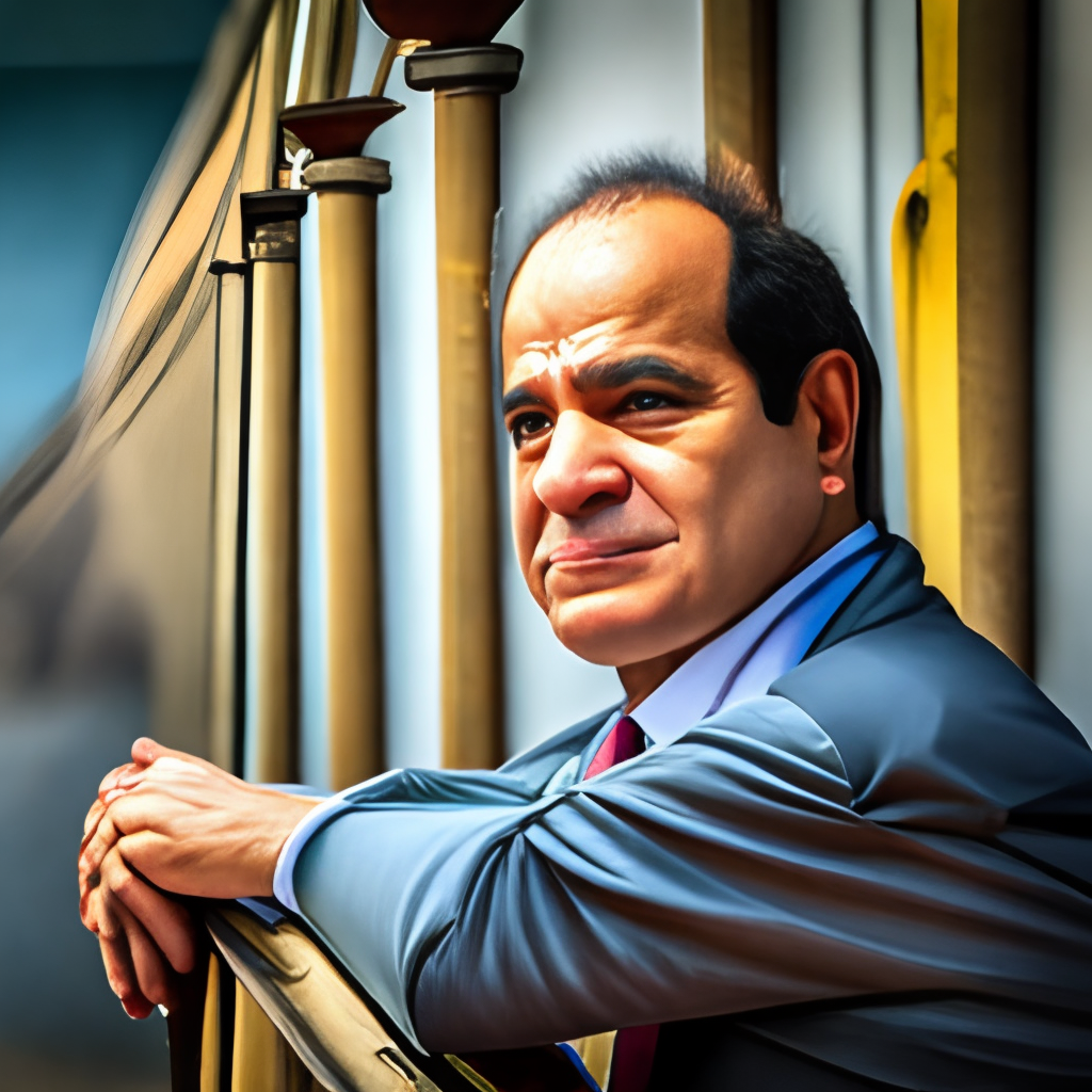 The Egyptian prisedent Abdel fatah elsisi in the gail behind iron rods

