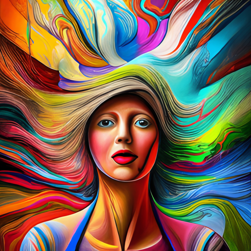 an abstract painting of a person filled with hope and dreams, vibrant colors