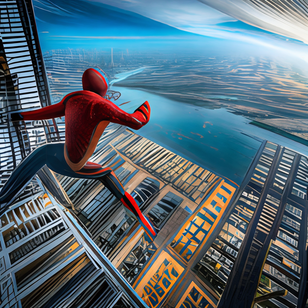 Spiderman jump Burjkhalifa building 