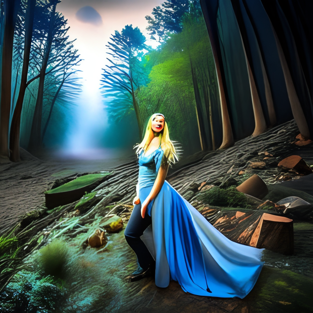 a blue look in the middle of an enchanted forest