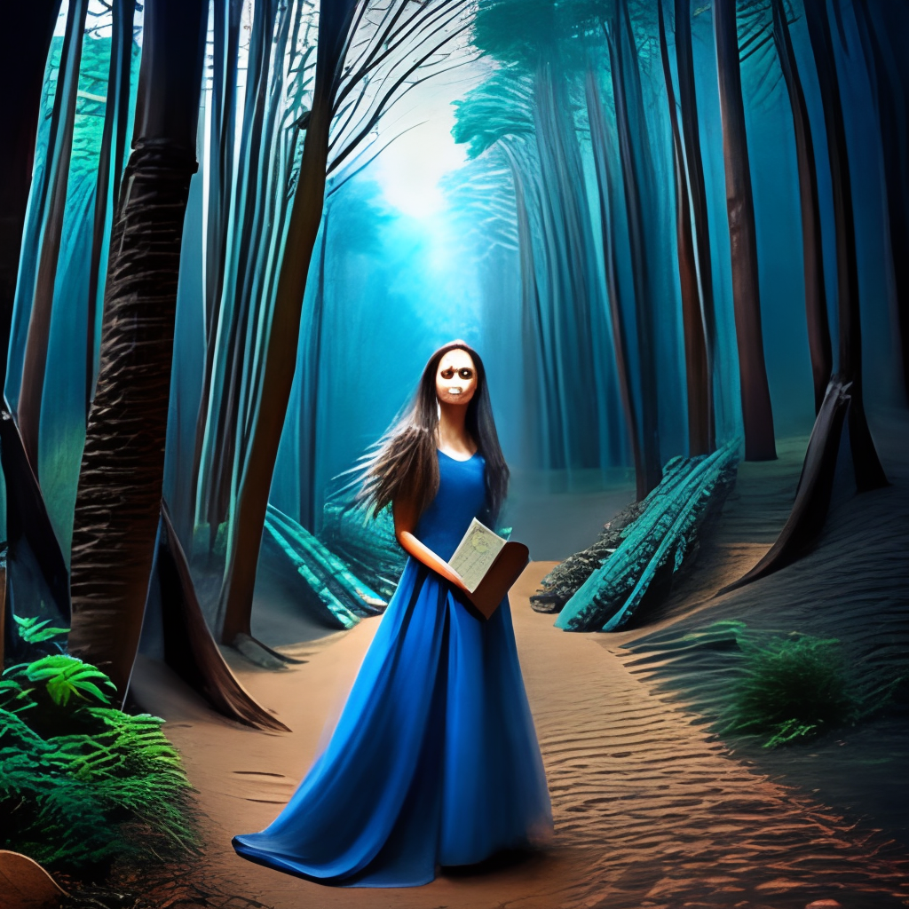 a blue look in the middle of an enchanted forest