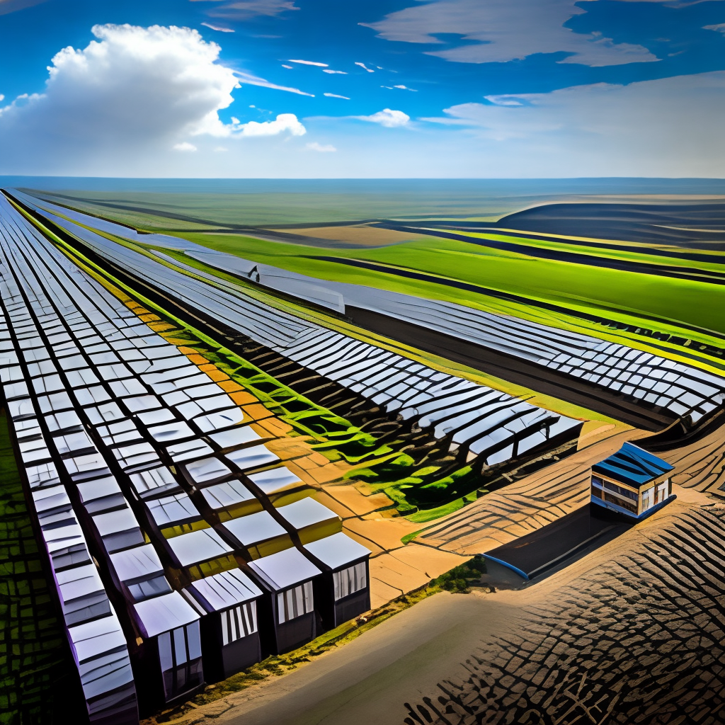 A solar farm being built in a huge field 