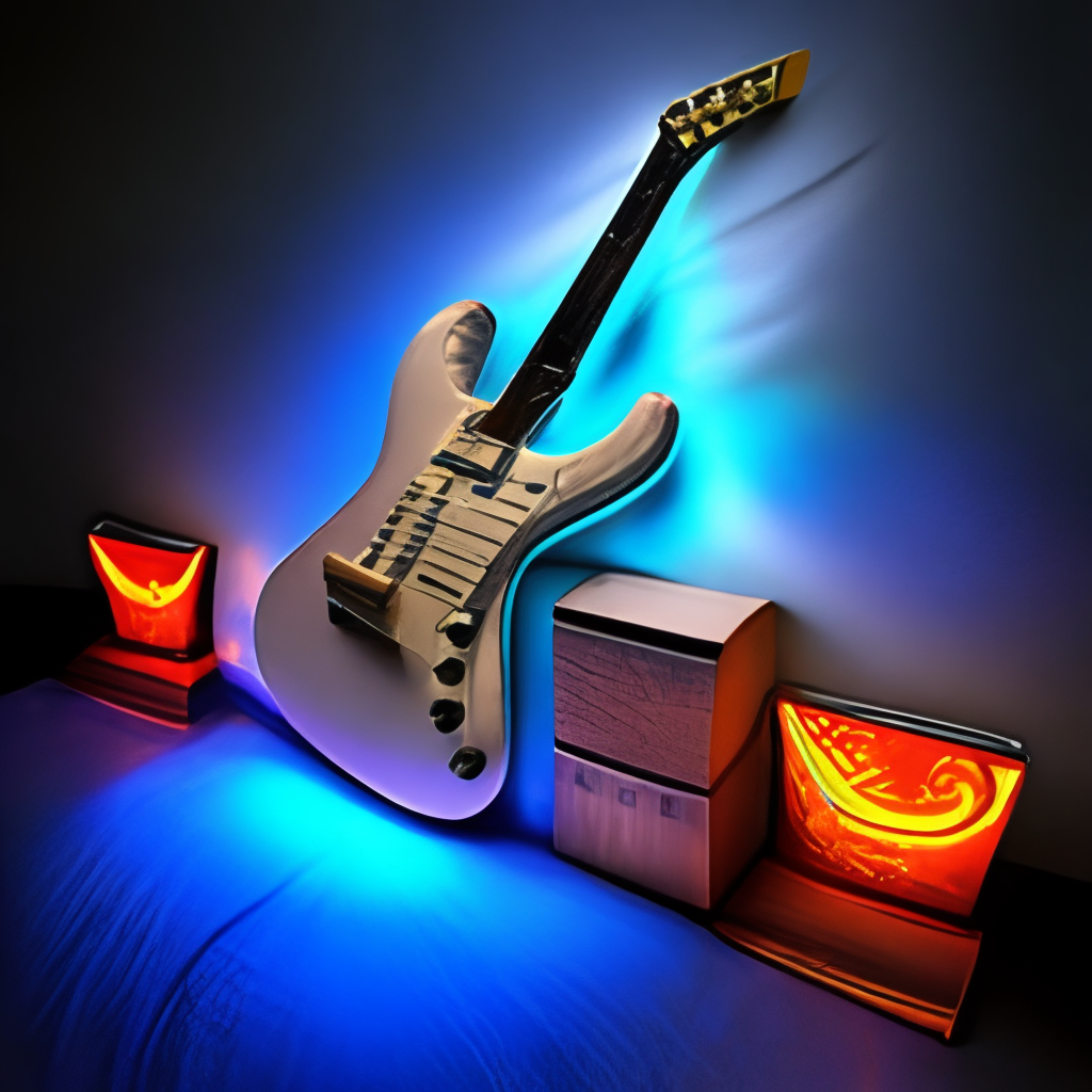 electric guitar night lights rock
