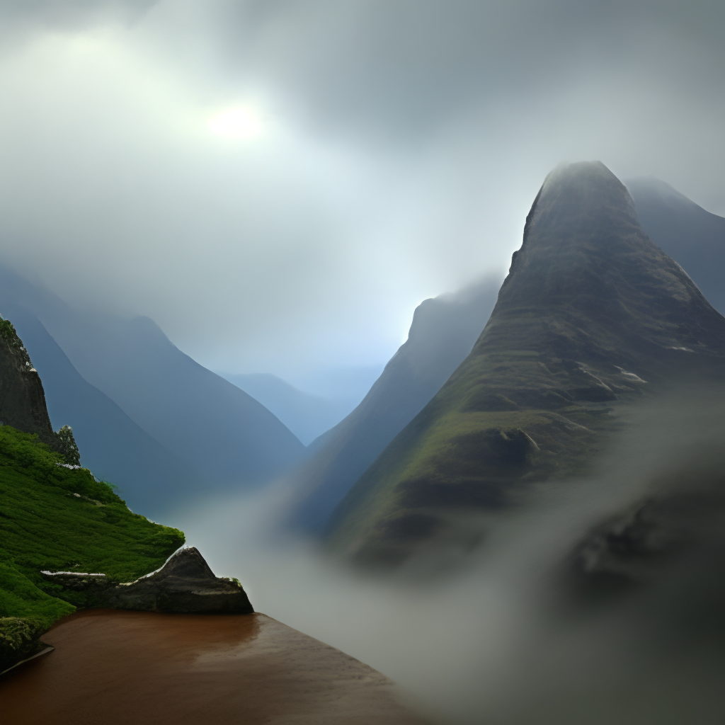 Mountains with rain