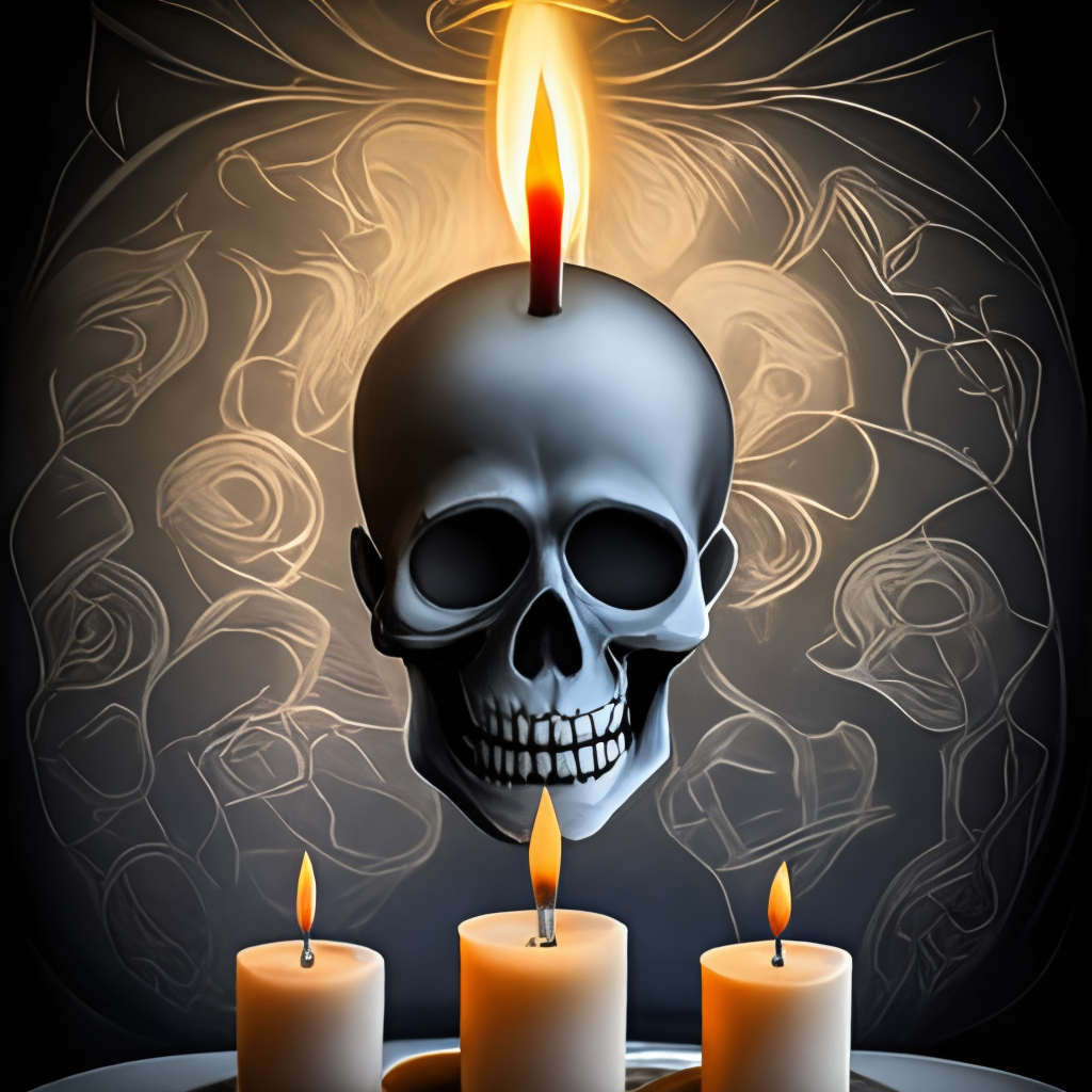 skull with black candles
