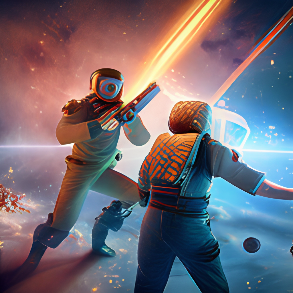 Two soilder fighting in space 