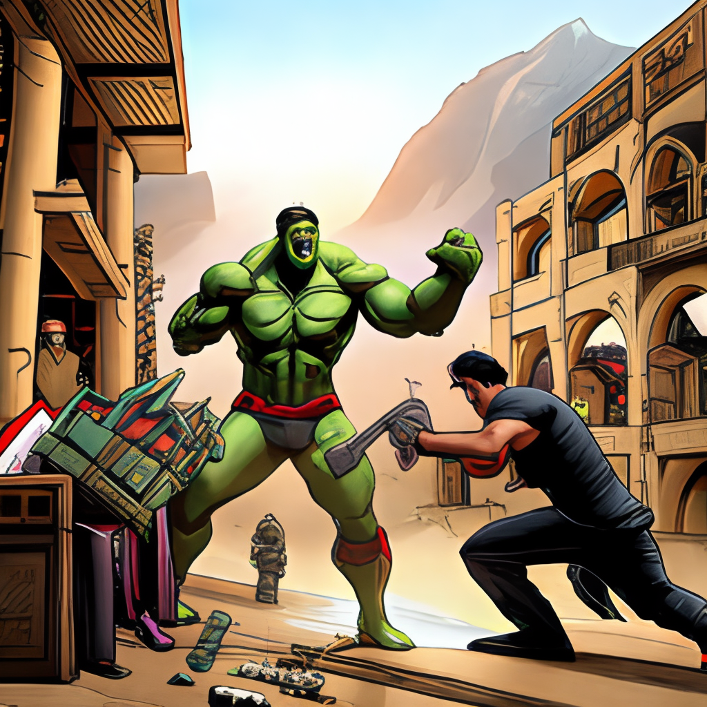 Hulk is fighting with terrorists 