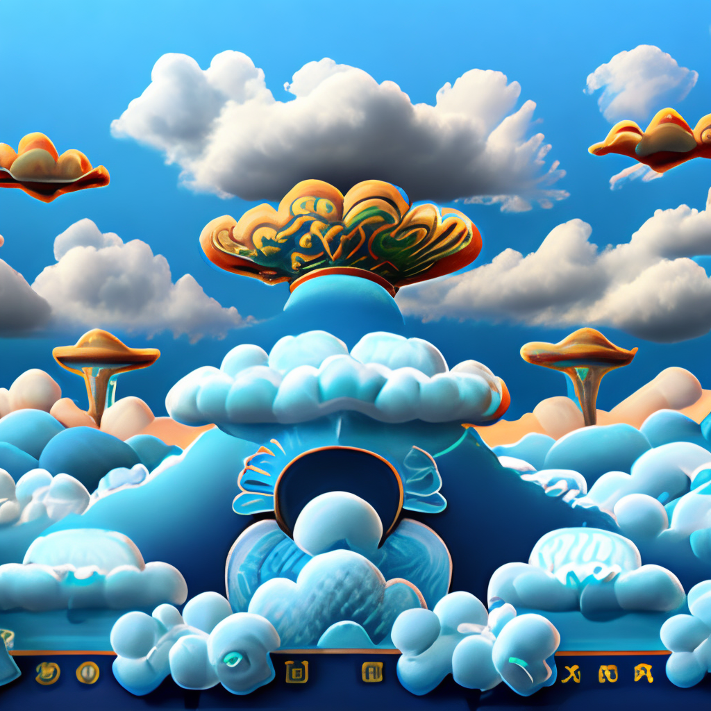 Chinese illustration on blue background,auspicious clouds,16k ,3d,pastel,