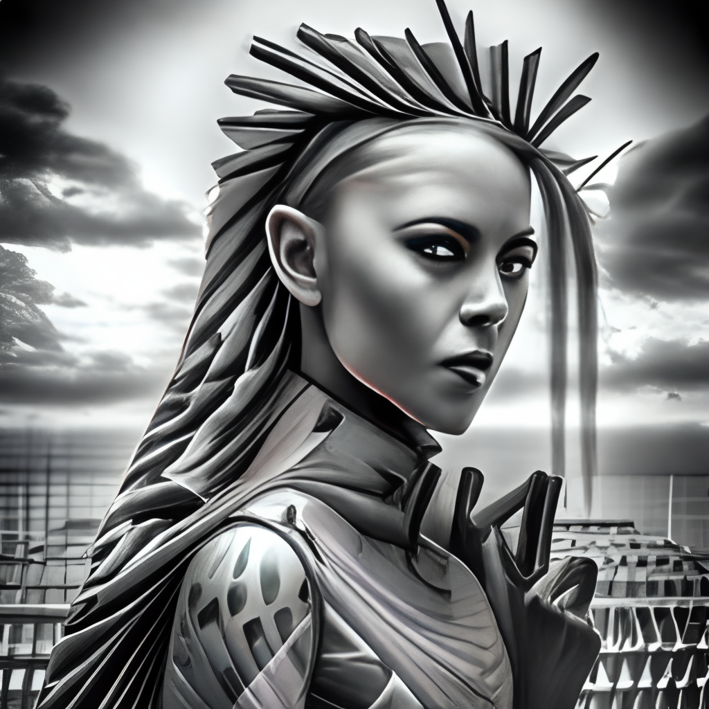 portrait of cybergoth, style granit monochrome metallic, photorealistic, hyperrealistic