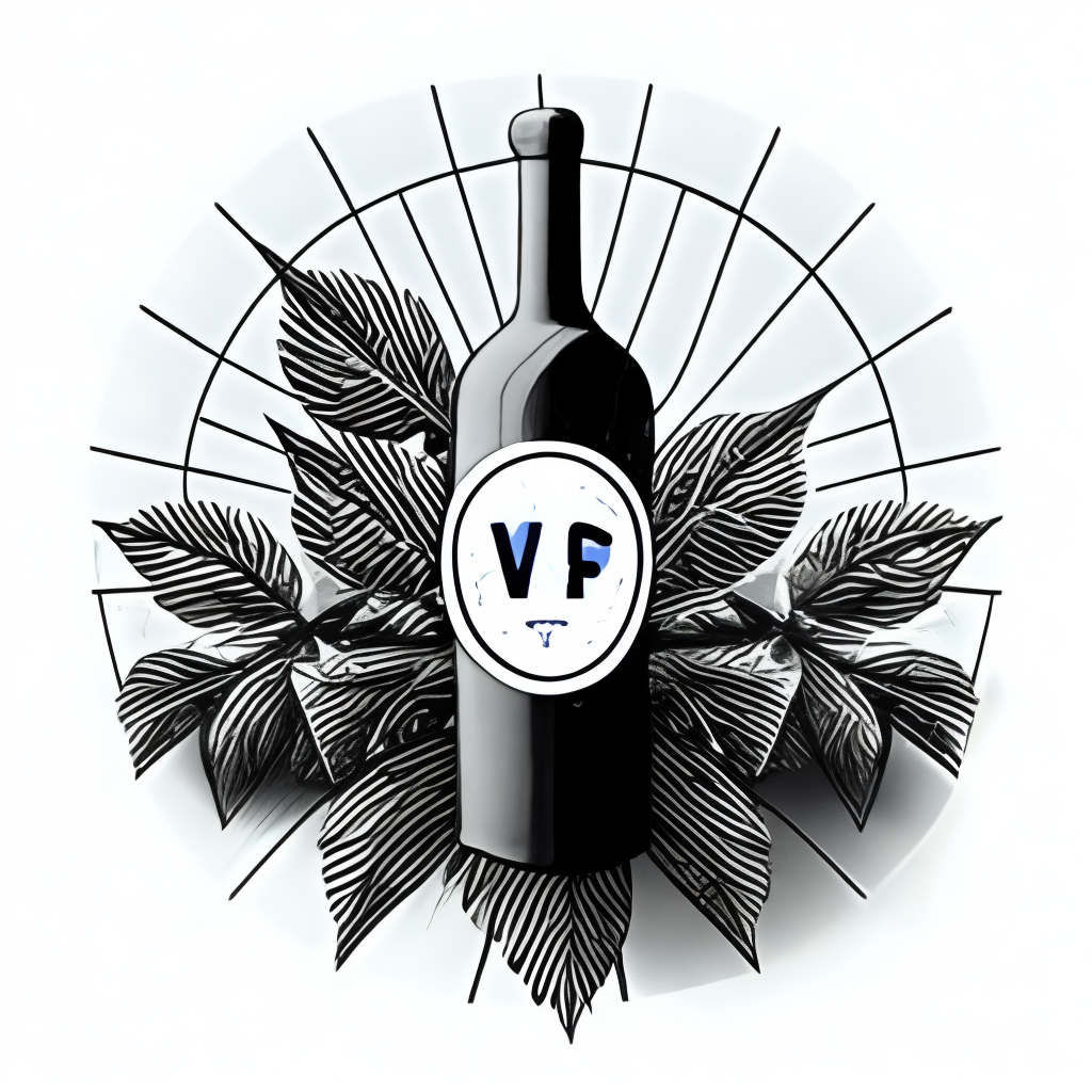 a simple icon of a wine bottle with a grapevine wrapped around it, with the name 'Vineyard' in elegant script below it