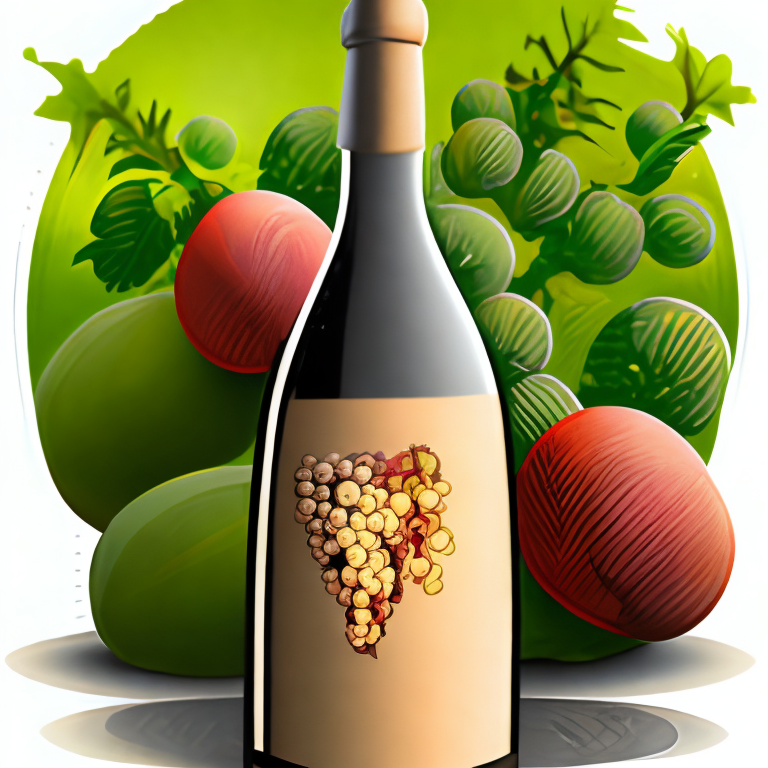 a modern icon of a wine bottle with a grapevine on it, with the name 'Vineyard' in a clean sans-serif font below it and a grape cluster on the label