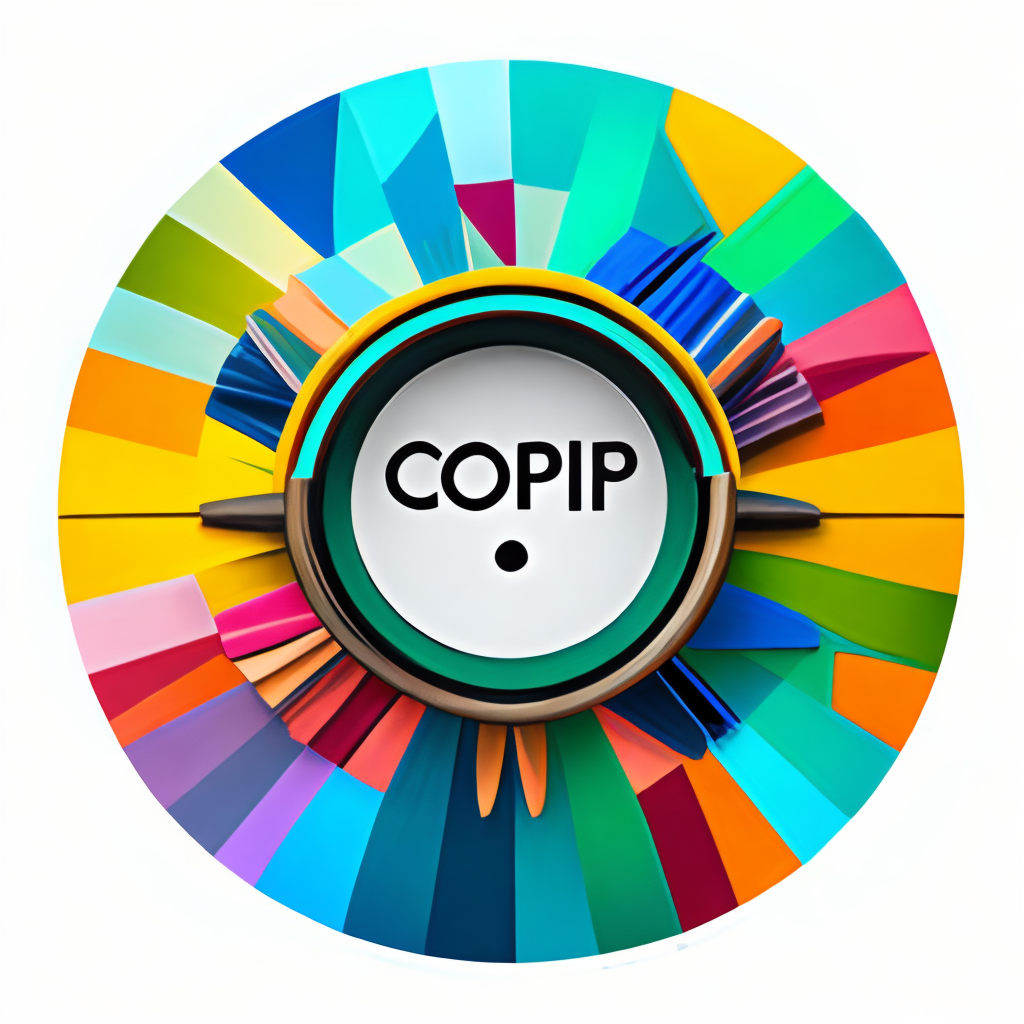 a colorful and intricate logo for a creative copilot app, with a mix of geometric shapes and abstract patterns