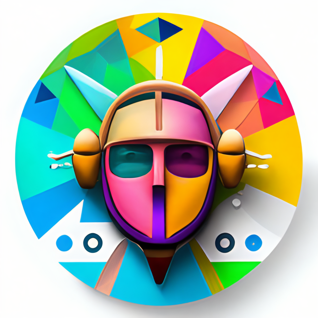 a colorful, intricate, and abstract logo for a creative copilot app, with a mix of geometric shapes and patterns
