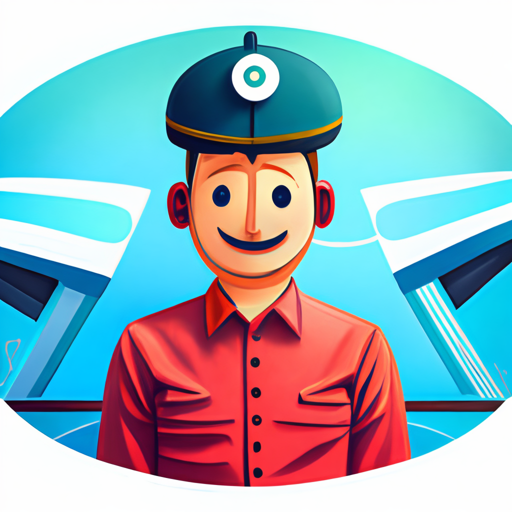 a playful and whimsical logo for a creative copilot app, featuring a cartoonish character with a paintbrush and a pilot's hat