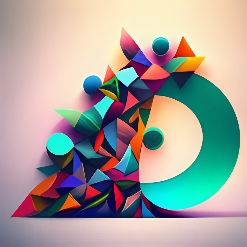 a colorful, abstract, and intricate logo with a mix of geometric shapes and organic forms