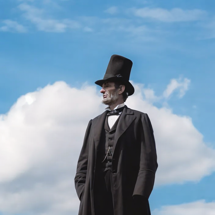 a man in a coat with the Eiffel Tower replacing his top hat