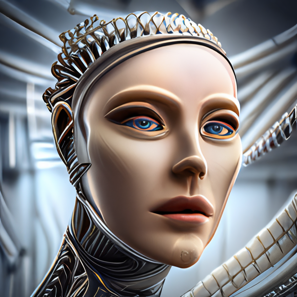 complex 3d render ultra detailed of a beautiful porcelain profile woman android face, cyborg, robotic parts, 150 mm, beautiful studio soft light, rim light, vibrant details, luxurious cyberpunk, lace, hyperrealistic, anatomical, facial muscles, cable electric wires, microchip, elegant, beautiful background, octane render, H. R. Giger style, 8k