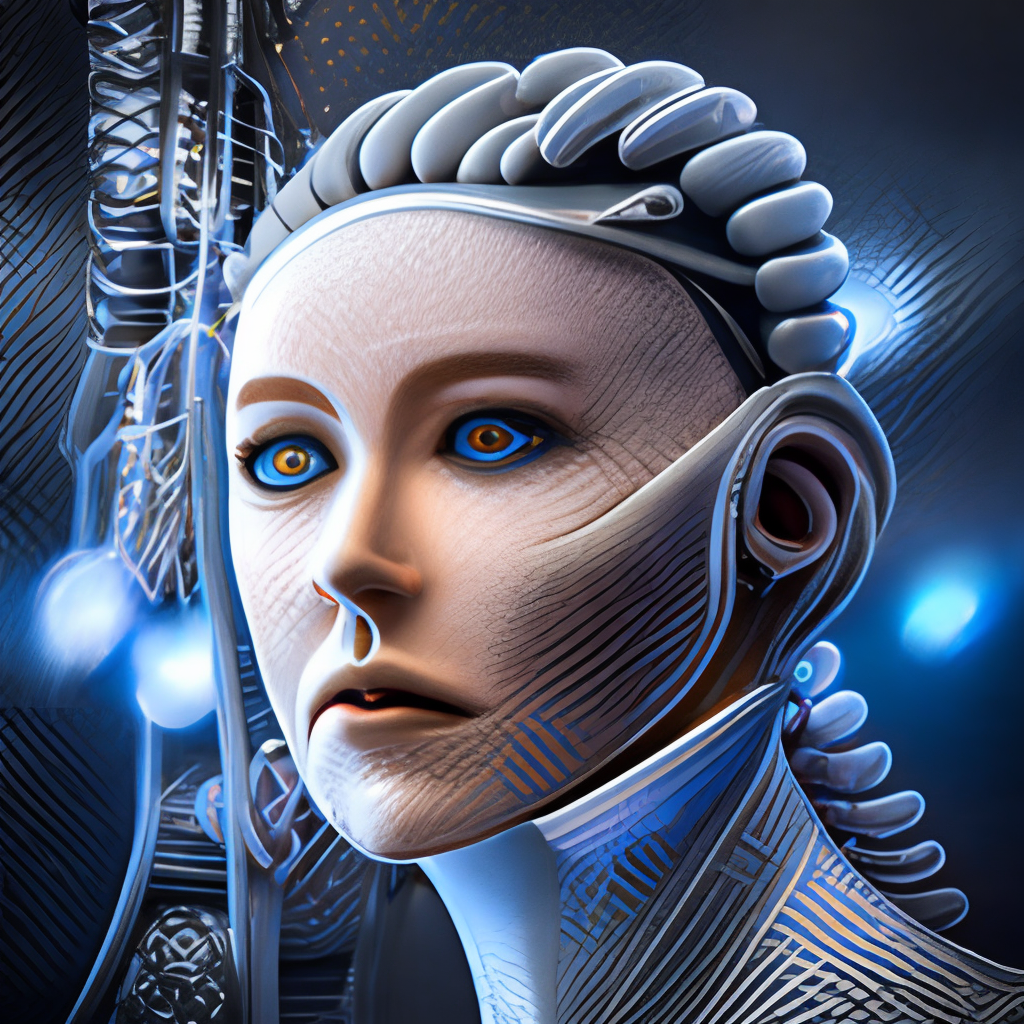 complex 3d render ultra detailed of a beautiful porcelain profile woman android face, cyborg, robotic parts, 150 mm, beautiful studio soft light, rim light, vibrant details, luxurious cyberpunk, lace, hyperrealistic, anatomical, facial muscles, cable electric wires, microchip, elegant, beautiful background, octane render, H. R. Giger style, 8k